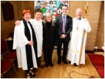 Rev Emma Rutherford, Geoff (Titch) Hamilton (Intern) Margaret Wylie, Stuart Irwin, Bishop Alan